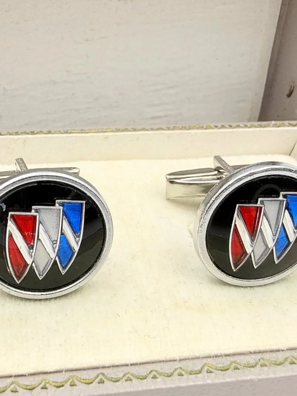 Amazing Buick Tri-Shield Logo Enamel Automotive Cufflinks
